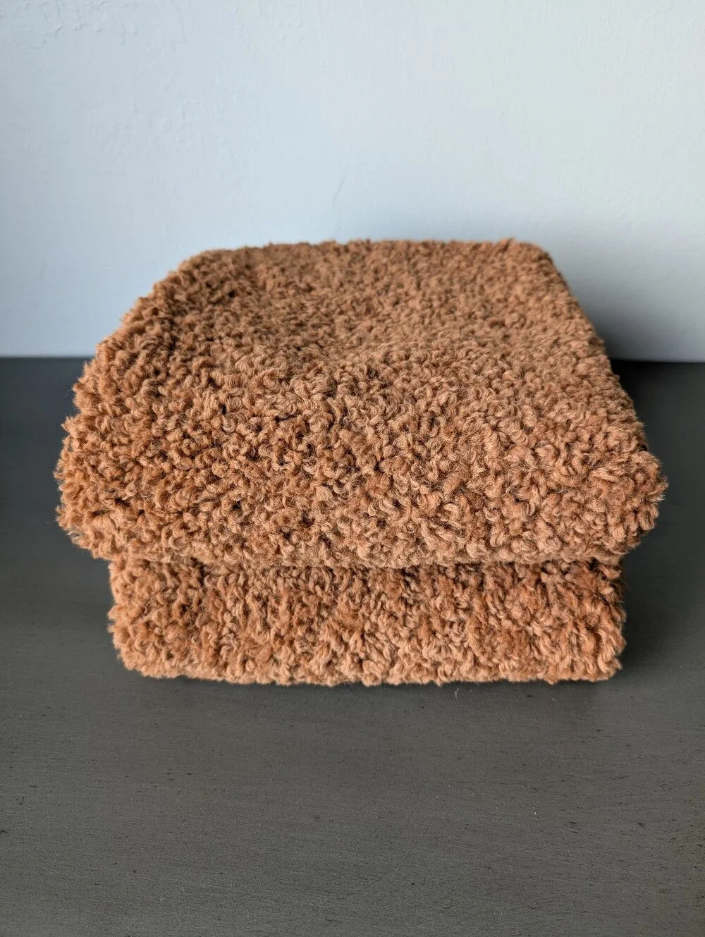 2 Southern Living Curly Teddy Pillow Covers Brown Plush Boucle Sherpa Decor